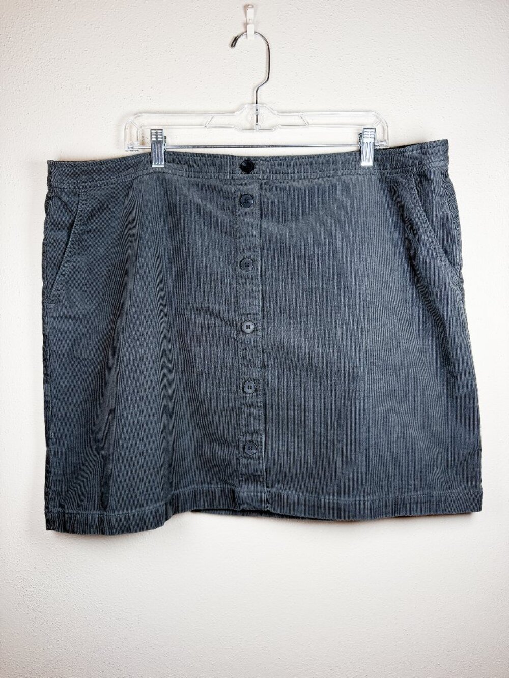 J.Crew Corduroy Mini Skirt Women's 20 Dark Gray Button Front Plus Size